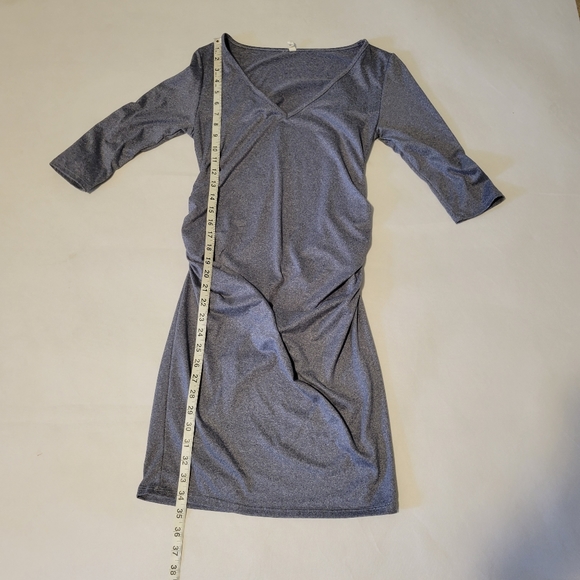 Pink Blush Maternity Dress W/ Ruched Sides Heather Gray SZ S - Picture 10 of 12